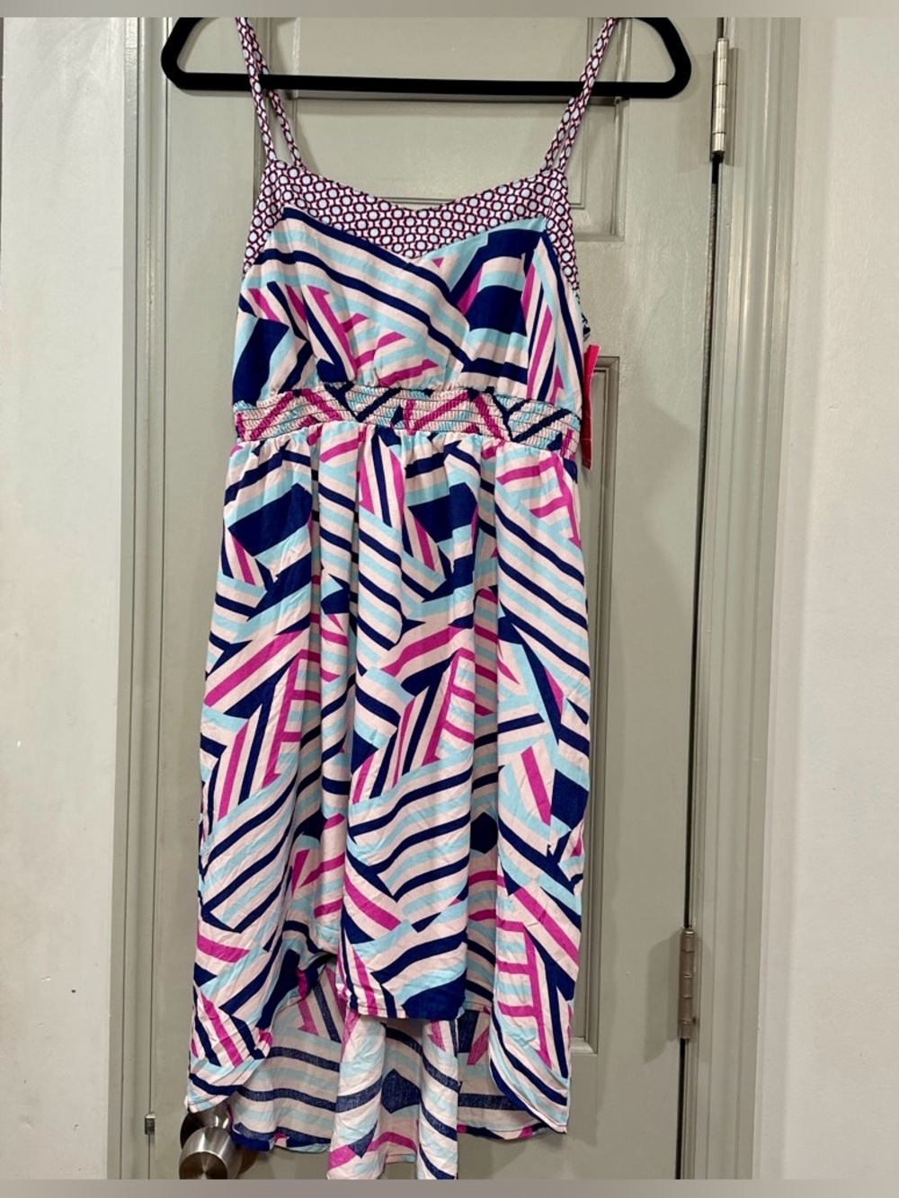 Pink, Navy & Aqua Geometric Sundress
